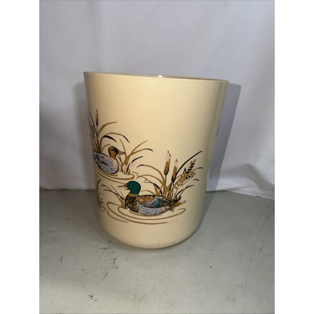 Hygiene Industries Wastebasket Unisex OS Tan Excellent Vintage Mallard Duck USA